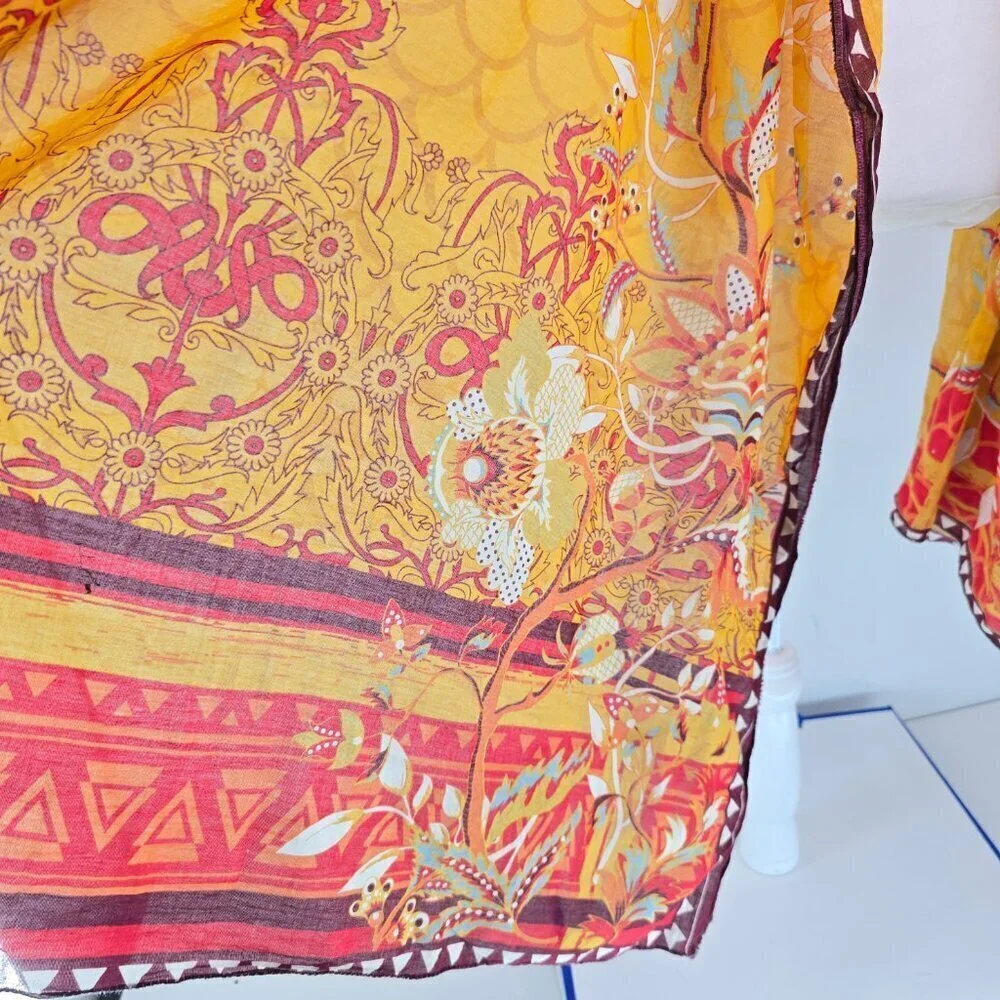 Unisex Red Yellow Oriental Japanese Asian Dragon Wrap Scarf